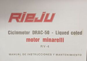 RIEJU CICLOMOTOR DRAC 50 RV4 MINARELLI  LIQUID COOLED MANUAL DE INSTRUCCIONES Y MANTENIMIENTO